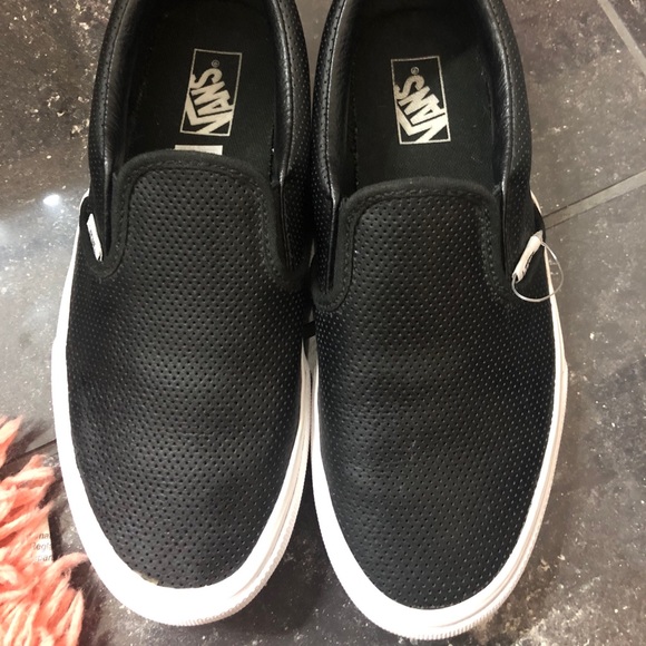 kids black leather vans
